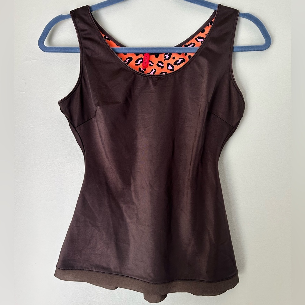 Spanx Brown Tank Top L | Shaping Fit | Reversible Cheetah Print Inside